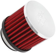 Cargar imagen en el visor de la galería, K&amp;N 1.75in Flange ID x 3in OD x 2.5in H Chrome Finish Rubber Base Crankcase Vent Filter