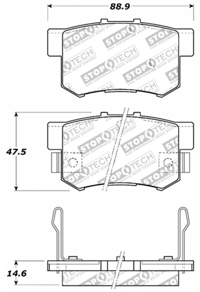 StopTech Street Touring 00-09 Honda S2000 / 92-07 Accord / 04-10 TSX Rear Brake Pads