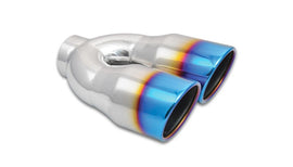 Vibrant 2.5in ID Dual 3.5in OD Round SS Tips (Single Wall Angle Cut) w/Burnt Blue Finish