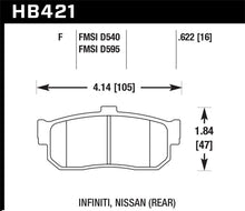 Cargar imagen en el visor de la galería, Hawk 92-98 Maxima / 93-01 Altima / 00 Infiniti I30 / 91-96 G20 / 99-01 G20 HPS Street Rear Brake Pad
