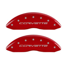 Cargar imagen en el visor de la galería, MGP 4 Caliper Covers Engraved Front &amp; Rear C6/Corvette Red finish silver ch