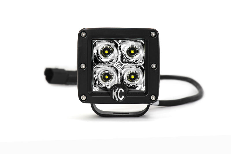 KC HiLiTES C-Series 3in. C3 LED Light 12w Spot Beam (Pair Pack System) - Black