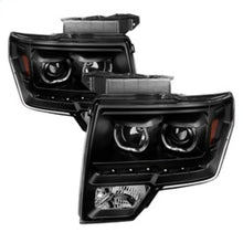 Cargar imagen en el visor de la galería, Xtune Ford F150 09-14 Projector Headlights Halogen Model Only LED Halo Black PRO-JH-FF15009-CFB-BK