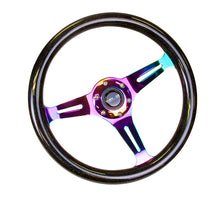 Cargar imagen en el visor de la galería, NRG Classic Wood Grain Steering Wheel (350mm) Black Sparkle/Galaxy Color w/Neochrome 3-Spoke