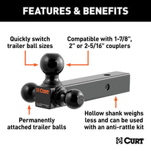 Load image into Gallery viewer, Curt Multi-Ball Mount (2in Hollow Shank 1-7/8in 2in &amp; 2-5/16in Black Balls)