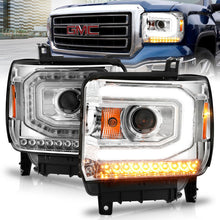Cargar imagen en el visor de la galería, ANZO 2014-2015 GMC Sierra 1500 Projector Headlights w/ Light Bar Chrome Housing (Halogen Type)