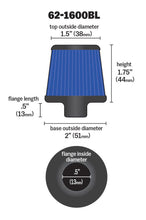 Cargar imagen en el visor de la galería, K&amp;N 2in Base OD x .375in Flange ID x 1.75in H Rubber Base Crankcase Vent Filter - Blue