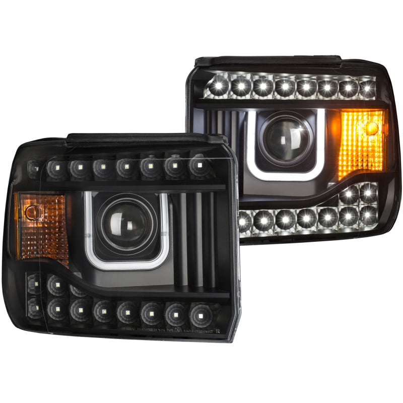 ANZO 2014-2015 Gmc Sierra Projector Headlights w/ U-Bar Black