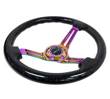 Cargar imagen en el visor de la galería, NRG Reinforced Steering Wheel (350mm / 3in. Deep) Blk Multi Color Flake w/ Neochrome Center Mark