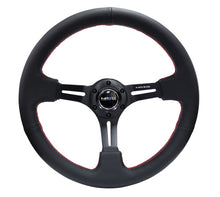 Cargar imagen en el visor de la galería, NRG Reinforced Steering Wheel (350mm / 3in. Deep) Black Leather/Red Stitch &amp; Blk 3-Spoke w/Slits