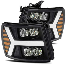 Cargar imagen en el visor de la galería, AlphaRex 07-13 Chevy 1500HD NOVA LED Proj Headlights Plank Style Matte Blk w/Activ Light/Seq Signal