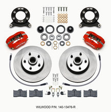 Cargar imagen en el visor de la galería, Wilwood Forged Dynalite-M Front Kit 11.30in 1 PC Rotor&amp;Hub Red 1965-1969 Mustang Disc &amp; Drum Spindle