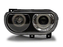 Cargar imagen en el visor de la galería, Raxiom 08-14 Dodge Challenger Dual LED Halo Projector Headlights- Black Housing (Clear Lens)