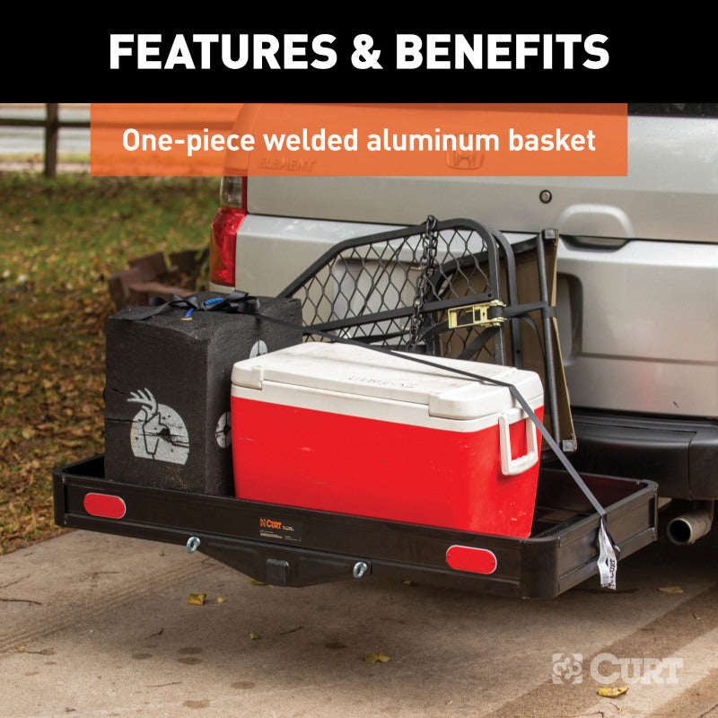 Curt 49in x 22-1/2in Basket-Style Aluminum Cargo Carrier