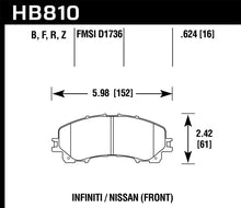 Cargar imagen en el visor de la galería, Hawk 14-17 Infiniti Q50 Performance Ceramic Street Front Brake Pads