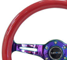 Cargar imagen en el visor de la galería, NRG Classic Wood Grain Steering Wheel (350mm) Red Grip w/Neochrome 3-Spoke Center