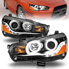 Cargar imagen en el visor de la galería, ANZO 2008-2015 Mitsubishi Lancer Projector Headlights w/ Halo Black (CCFL)