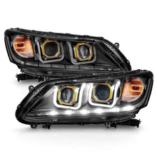 Cargar imagen en el visor de la galería, ANZO 2013-2015 Honda Accord (4dr ONLY) Projector Headlights w/ U-Bar Black