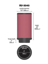 Cargar imagen en el visor de la galería, K&amp;N Universal Rubber Filter 6in ID 7.5in OD 12in H