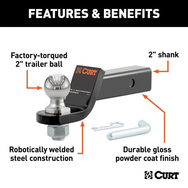 Curt Loaded Ball Mount w/2in Ball (2in Shank 7500lbs 2in Drop)