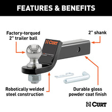 Cargar imagen en el visor de la galería, Curt Loaded Ball Mount w/2in Ball (2in Shank 7500lbs 2in Drop)