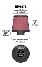 Cargar imagen en el visor de la galería, K&amp;N Universal Rubber Filter-Round Tapered 3in Flange ID x 6in Base OD x 6in Top OD x 5in H
