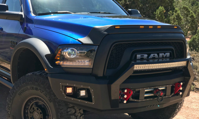 AVS 21-22 Ford F-150 (Excl. Tremor/Raptor) Aeroskin Low Profile Hood Shield w/ Lights - Black