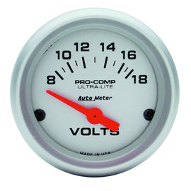 Autometer Ultra-Lite 52mm Short Sweep Electronic Voltage Gauge