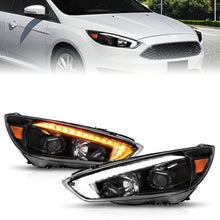 Cargar imagen en el visor de la galería, ANZO 15-18 Ford Focus Projector Headlights - w/ Light Bar Switchback Black Housing