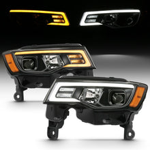 Cargar imagen en el visor de la galería, ANZO 2017-2018 Jeep Grand Cherokee Projector Headlights w/ Plank Style Switchback - Black w/ Amber