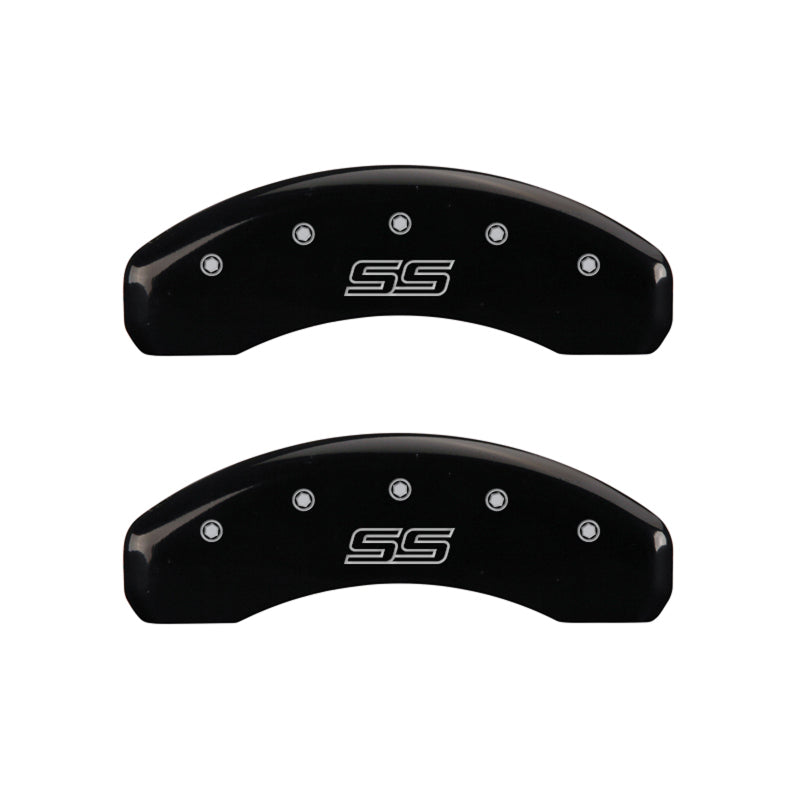 MGP 4 Caliper Covers Engraved Front & Rear Trailblazer style/SS Black finish silver ch