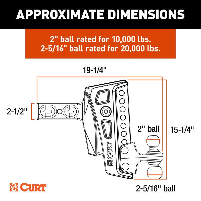 Curt Rebellion XD 2.5in Cushion Hitch Ball Mount