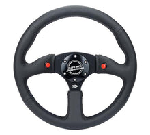 Cargar imagen en el visor de la galería, NRG Reinforced Steering Wheel (350mm/ 2.5in. Deep) Sport Leather Racing/ 4mm Matte Black Spoke