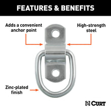 Load image into Gallery viewer, Curt 1in x 1-1/4in Surface-Mounted Tie-Down D-Ring (1200lbs Clear Zinc)