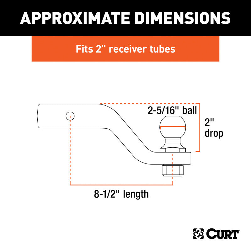 Curt Loaded Forged Ball Mount w/2-5/16in Ball (2in Shank 15000lbs 2in Drop)