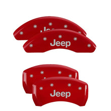 Cargar imagen en el visor de la galería, MGP 4 Caliper Covers Engraved Front &amp; Rear JEEP Red finish silver ch