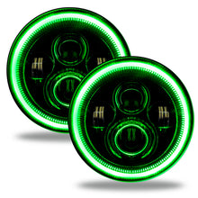 Cargar imagen en el visor de la galería, Oracle 7in High Powered LED Headlights - Black Bezel - Green
