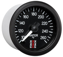 Cargar imagen en el visor de la galería, Autometer Stack 52mm 100-260 Deg F 1/8in NPTF Male Pro Stepper Motor Water Temp Gauge - Black