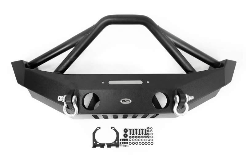 DV8 Offroad 07-18 Jeep Wrangler JK/JL FS-12 Mid Length Steel Front Bumper w/ Fog Lights