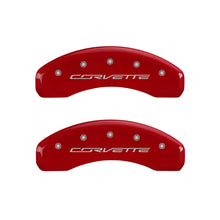 Load image into Gallery viewer, MGP 4 Caliper Covers Engraved Front &amp; Rear C7/Corvette Red finish silver ch