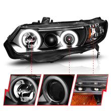 Cargar imagen en el visor de la galería, ANZO 2006-2011 Honda Civic Projector Headlights w/ Halo Black (CCFL)