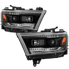 Cargar imagen en el visor de la galería, Spyder Dodge Ram 19-20 Halogen Model Projector Headlights Chrome PRO-YD-DR19HALSI-SEQ-BK