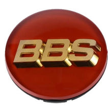 Cargar imagen en el visor de la galería, BBS Center Cap - 70mm Red w/ Gold 3D Logo (4-tab)