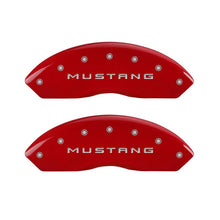 Cargar imagen en el visor de la galería, MGP 4 Caliper Covers Engraved Front Mustang Engraved Rear 50 Red finish silver ch