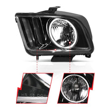 Cargar imagen en el visor de la galería, ANZO 2005-2009 Ford Mustang Crystal Headlights w/ Halo Black (CCFL)