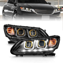 Cargar imagen en el visor de la galería, ANZO 2013-2015 Honda Accord (4dr ONLY) Projector Headlights w/ U-Bar Black