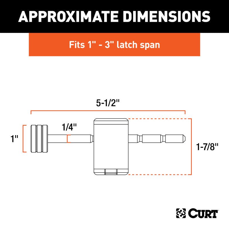 Curt Coupler Lock (1/4in Pin 1in to 3in Latch Span Right-Angle Chrome)