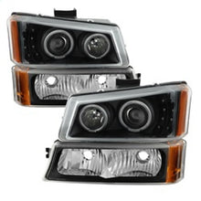 Cargar imagen en el visor de la galería, xTune Chevy Silverado 03-06 Projector Headlights 4pcs - LED Halo - Black PRO-JH-CSIL03-SET-BK