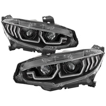 Cargar imagen en el visor de la galería, Spyder Honda Civic 16-18 2DR/4DR/Hatchback Headlight Black PRO-YD-HC16PL-SEQ-BK