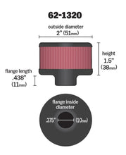 Cargar imagen en el visor de la galería, K&amp;N Clamp On Rubber Base Crankcase Vent Filter 0.375in Flange ID x 2in OD x 1.5in Height